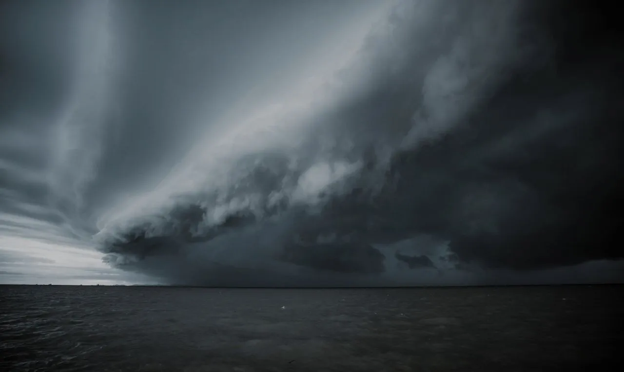 A imagem mostra o avanço de uma tempestade em uma determinada região